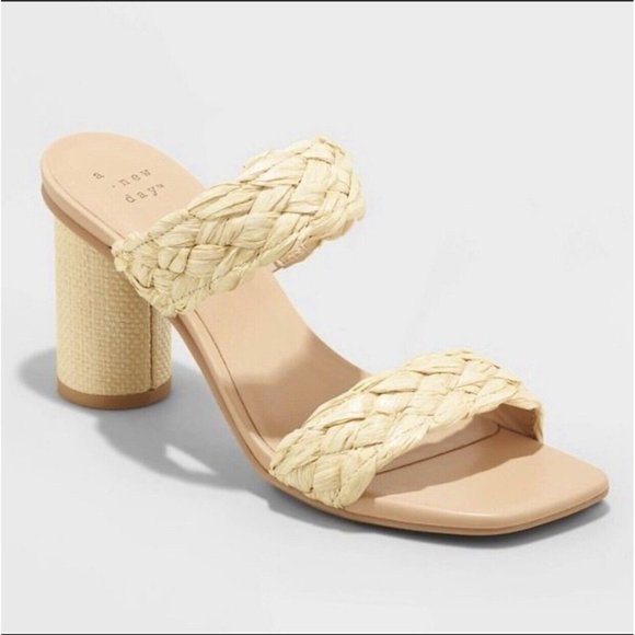a new day Shoes - A New Day Womens Basil Heels Sandals Tan Brown Braided Straps